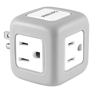 Philips 3-Outlet Grounded Cube Tap w/ Surge Protection $4