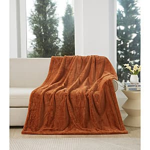 50" x 72" Cozy Haven Oversized Faux Fur Throw Blanket (Copper) $3