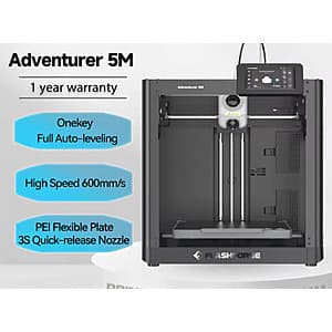 Flashforge Adventurer 5M Wi-Fi 3D Printer w/ Auto Leveling $163.50 + Free Shipping
