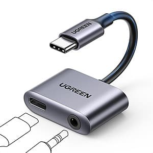 UGREEN USB-C to 3.5mm Audio & Charger Adapter w/ PD 60W $15 & More