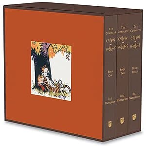 Three-book hardcover box set of The Complete Calvin and Hobbes collection featuring daily and Sunday comic strips from 1985-1995.