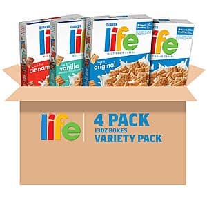 4-Pack 13-oz Quaker Life Breakfast Cereal Variety Pack $6.20 w/ Subscribe & Save