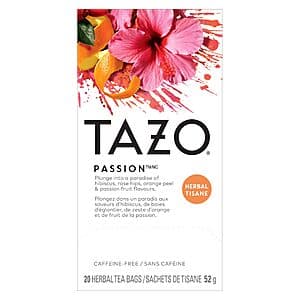 20-Count TAZO Unsweetened Herbal Tea Bags (Passion or Wild Sweet Orange) $2.85