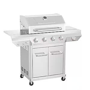 Nexgrill gas grill with multiple burners and stainless steel construction, displayed as a standalone outdoor cooking unit.