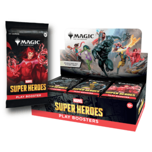 Magic the Gathering Marvel Superheroes Play Booster Display Box sealed packaging containing 30 booster packs.