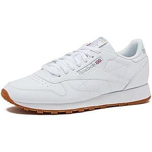 Reebok Men's Classic Leather Sneakers (White/Grey/Gum) $30