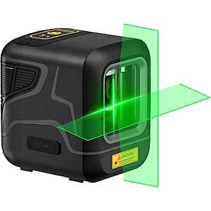 Fanttik D2 green laser level with magnetic bracket and USB Type-C charging cable, compact handheld design in black casing with green light output.