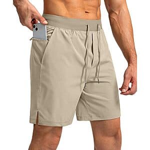 Soothfeel Men's Running Shorts w/ Zipper Pockets (9"/7"/5" Inseams) $12.95
