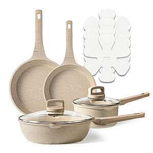 5-Pc Carote PFOA Free Non Stick Induction Cookware Set w/ 4-Ct Pan Protectors $30