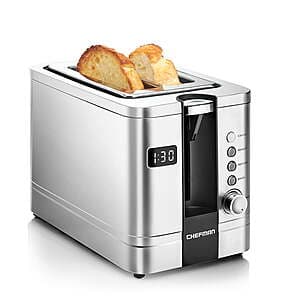 2-Slice Chefman Digital Pop-Up Toaster w/ Removable Crumb Tray (Stainless Steel) $13.90