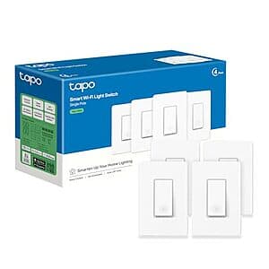 4-pk TP-Link Tapo S500 UL Certified Single Pole Smart Wi-Fi Light Switches $30