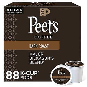 K-Cup Coffee Pods: 88-Count Peet's Coffee Major Dickason's Blend Dark Roast $37 & More + Free Shipping on $35+