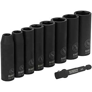 9-Piece DEWALT 3/8" Drive 6-Point Standard SAE Deep Impact Socket Set $34.20