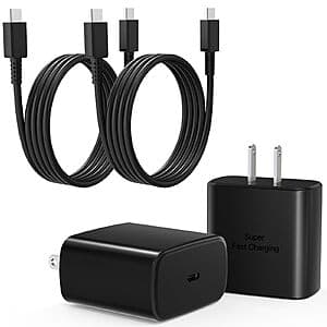 Prime Members: 2-Pk Mitesbony 45W USB C Wall Chargers w/ 2x 3' Cable (Black) $5 + Free S&H