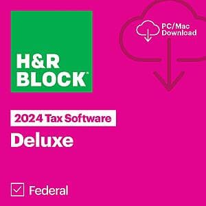 H&R Block 2024 Tax Software: Deluxe (PC/Mac Digital Download) $21
