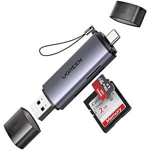 UGREEN 2-in-1 USB-A & USB-C SD MicroSD Card Reader $6.60