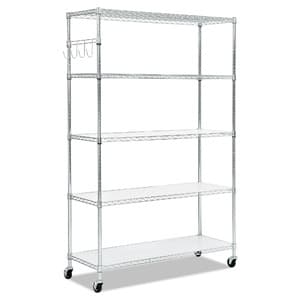 Alera 5-Tier Wire Shelves w/ Casters & Liners (72" x 48" x 18", 600-lb Capacity) $86.50 + Free Shipping