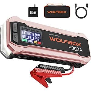 WOLFBOX 4000A 12V 24000mAh Portable Car Jump Starter w/ 65W Quick Charger $60 + Free S&H