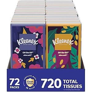 Select Accounts: 72-Pk 10-Ct Kleenex On-The-Go Ultra Facial Tissues $15 w/ S&S