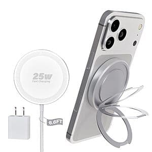 WayLite Magnetic up to 25W Wireless Charger w/ Kickstand & 6.6' USB-C Cable $8.50