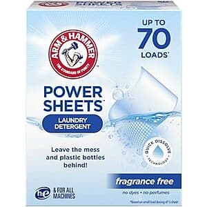 35-Count Arm & Hammer Laundry Detergent Power Sheets (Fragrance Free) $5 w/ Subscribe & Save