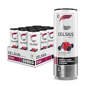 12-Pk 12-Oz CELSIUS Functional Essential Energy Drink (Sparkling Wild Berry) $13.25 w/ S&S