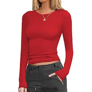 Ekouaer Women's Long Sleeve Fitted Top (Various) $5