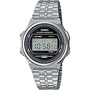 39mm Casio Vintage Stainless Steel Bracelet Watch w/ LED Illumination & Stopwatch $27.55