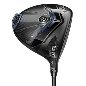 Cobra DS-ADAPT X driver head in black and white with 9-degree loft marking, right-handed orientation.