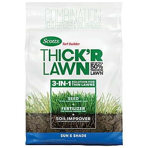 12-Lb Scotts Turf Builder Thick'r Lawn Grass Seed, Fertilizer, & Soil Improver $15 (Select Locations)