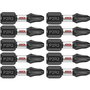 10-Pack BOSCH 1" Phillips/Square #2 Impact Tough Screwdriving Insert Bits $4.20