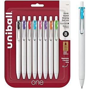 8-Pack uniball one Retractable Gel Pens (Medium Point, 0.7mm, Assorted Ink) $5.80