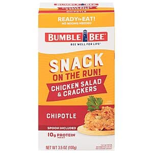 3.5-Oz Bumble Bee Protein Snack On The Run! (Chipotle, Chicken Salad & Crackers) $1.10 w/ Subscribe & Save