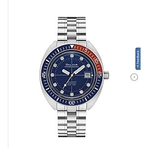 41mm Bulova Oceanographer Stainless Steel Men's Automatic Watch (Red Blue Bezel) $360 + Free S&H