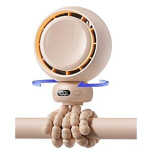 Brown Bearwind portable stroller fan with oscillating design and integrated night light, compact carry size suitable for strollers.