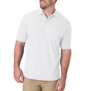 White Hanes X-Temp midweight short sleeve polo shirt for men.