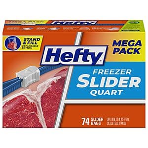 74-Count 1-Quart Hefty Slider Freezer Kitchen Storage Bags $5.10 w/ Subscribe & Save