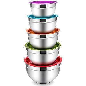 5-pc Vesteel Stainless Steel Mixing Bowl Set w/ Lids $17