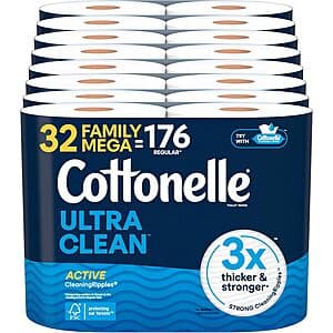 8-Pack 4-Count Cottonelle Family Mega Rolls Toilet Paper (Ultra Clean/Comfort) $21.45 w/ Subscribe & Save