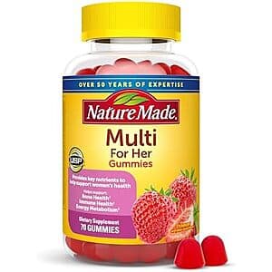 70-Count Nature Made Women's Daily Nutritional Support Multivitamin Gummies 2 for $5.85 w/ Subscribe & Save