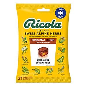 21-Ct Ricola Natural Herb Cough Drops w/ Menthol $1.75 w/ S&S