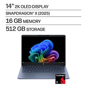 HP OmniBook 3 Laptop: 14" 2K OLED, Snapdragon X, 16GB RAM, 512GB SSD $600 + Free S&H