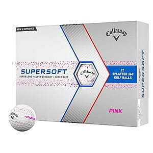 12-Count Callaway Golf Supersoft Golf Balls (Pink Splatter) $18.60