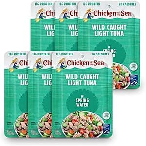6-Pk 2.5-Oz Chicken of the Sea Wild Caught Light Tuna in Spring Water $3.30 w/ S&S