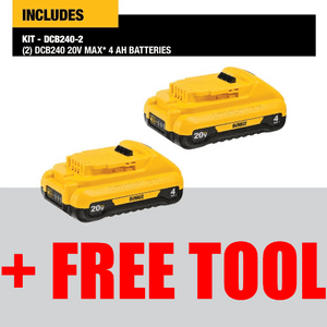 2-Pack DeWALT 20V 4Ah Lithium-ion Batteries + Bonus Tool $99 + Free Shipping $199+