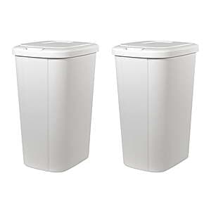 2-Pk 13.3-Gal Hefty Touch-Lid Trash Can (White) $16.95