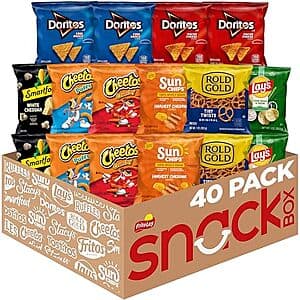 40-pack of Frito-Lay Fun Times Mix variety assortment featuring individual 1-ounce chip and snack bags.