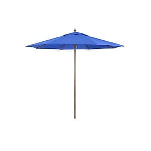 California Umbrella 9-ft patio umbrella in one of six available colors shown with its stand base.