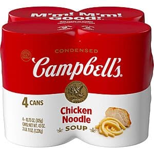 4-Pack 10.75 oz Campbell's Condensed Chicken Noodle Soup $2.90 w/ Subscribe & Save