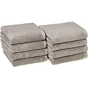 8-pk Amazon Basics Quick-Dry 100% Cotton Hand Towels (platinum) $13 & More + Free Shipping w/ Prime